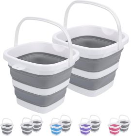 2 Pack Collapsible Buckets 5L 1.3Gallon Small Cleaning Bucket for Household Portable Plastic Bucket Outdoor Car Washing Tub Foldable Camping Beac