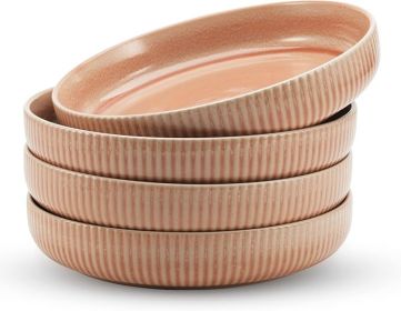 American Atelier 9-Inch Pasta Bowl (Set of 4) - 42 oz Wide Shallow Porcelain Low Dinner Bowls, Stylish & Modern Dinnerware for Serving at Home