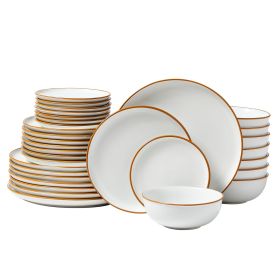 Dinnerware Set, Service for 8 (32 PCS), Round Plates and Bowls Sets, Scratch Resistant Ceramic Dinner Ware