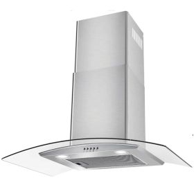 30" Wall Mount Range Hood 450CFM Tempered Glass Vented 3-Speed Fan W/LEDs (Option: Silver)