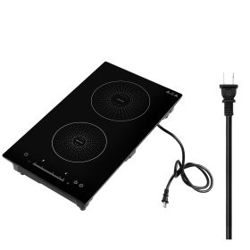 Induction Cooktop 12inch 2 Burners Built-in Electric Stove 110V 1800W, Countertop Induction Burner, with 9 Power Levels, LED Touch Screen (Default: Default)